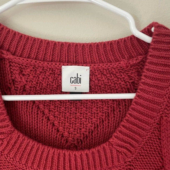Cabi Mulberry Red Cable Knit Square Neck Women’s Pullover Sweater - Picture 3 of 6